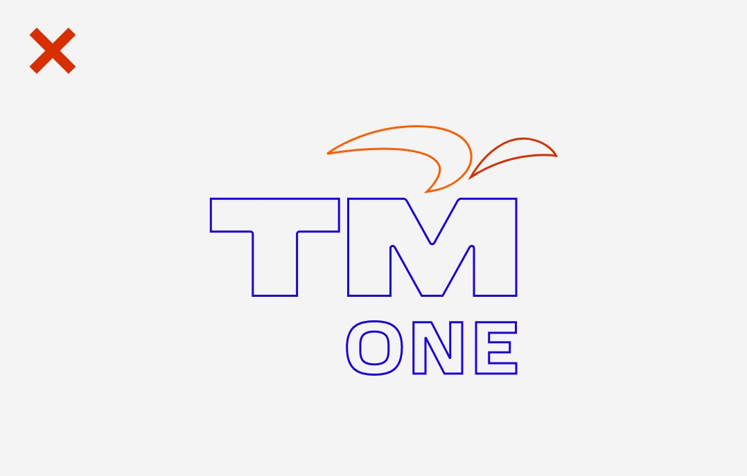 TM One Don't Misuse - Outline or frame the logo